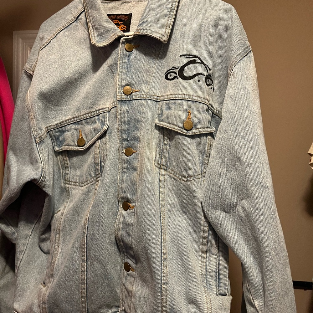orange County Choppers Light Blue Denim Jacket with Embroidered Logo